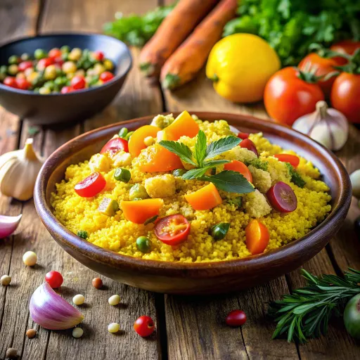 Kus-kus sa Šarenim Povrćem i Kurkumom